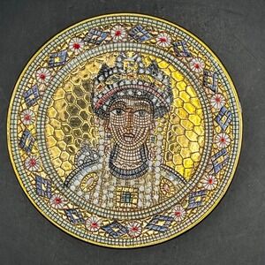 Vtg Veneto Flair Alfonso Fusco Amalfi Mosaic Plate Empress Theodora Italy Signed